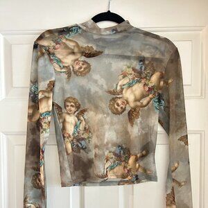 Urban Outfitters Cherub Mesh Long Sleeve Top
